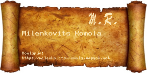 Milenkovits Romola névjegykártya